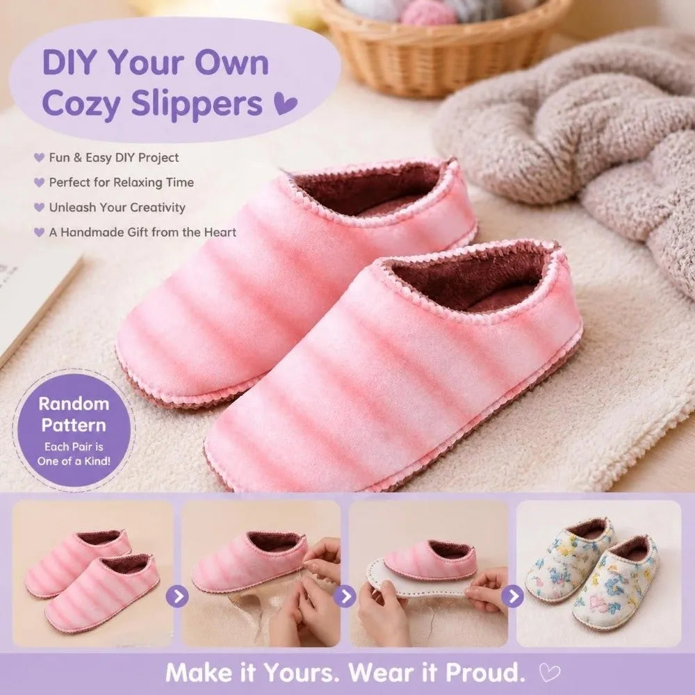 Pre-Sewn Knitted Yarn Slipper Upper – DIY Mid-Top House Slipper