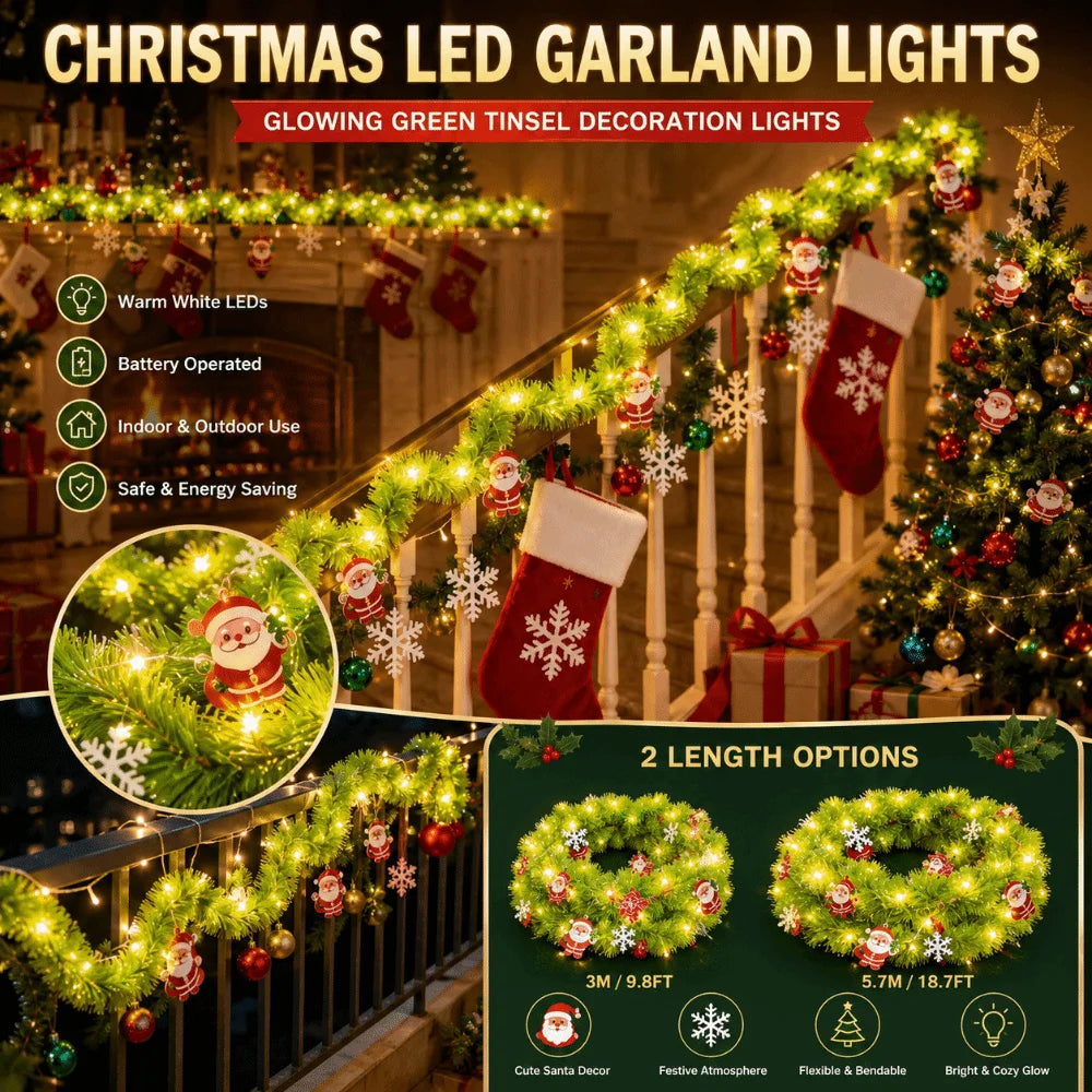 Christmas LED Furry String Lights Santa Garland 3m/5.7m