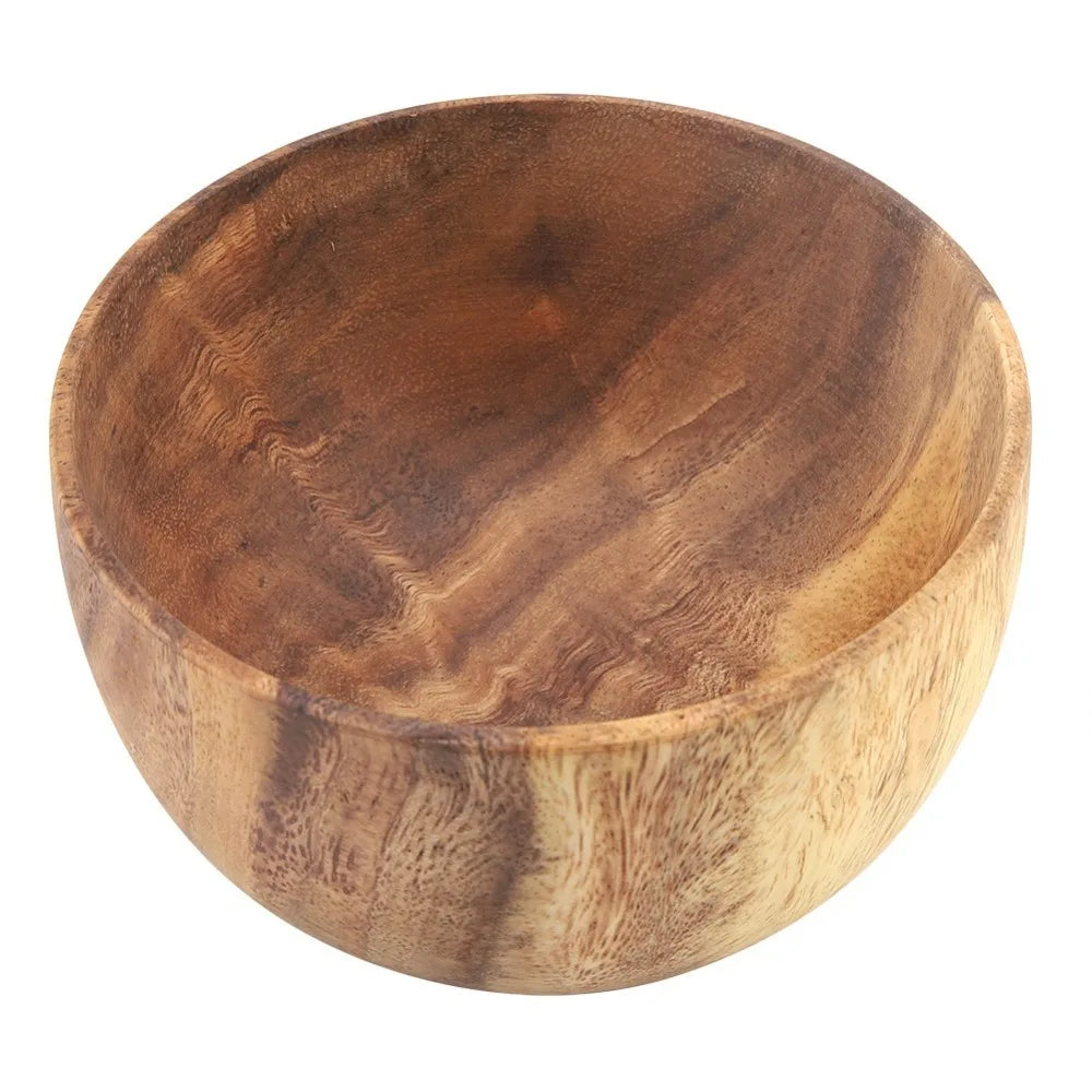Solid Wood Salad & Rice Bowl – Burr-Free, Deep, Multi-Size