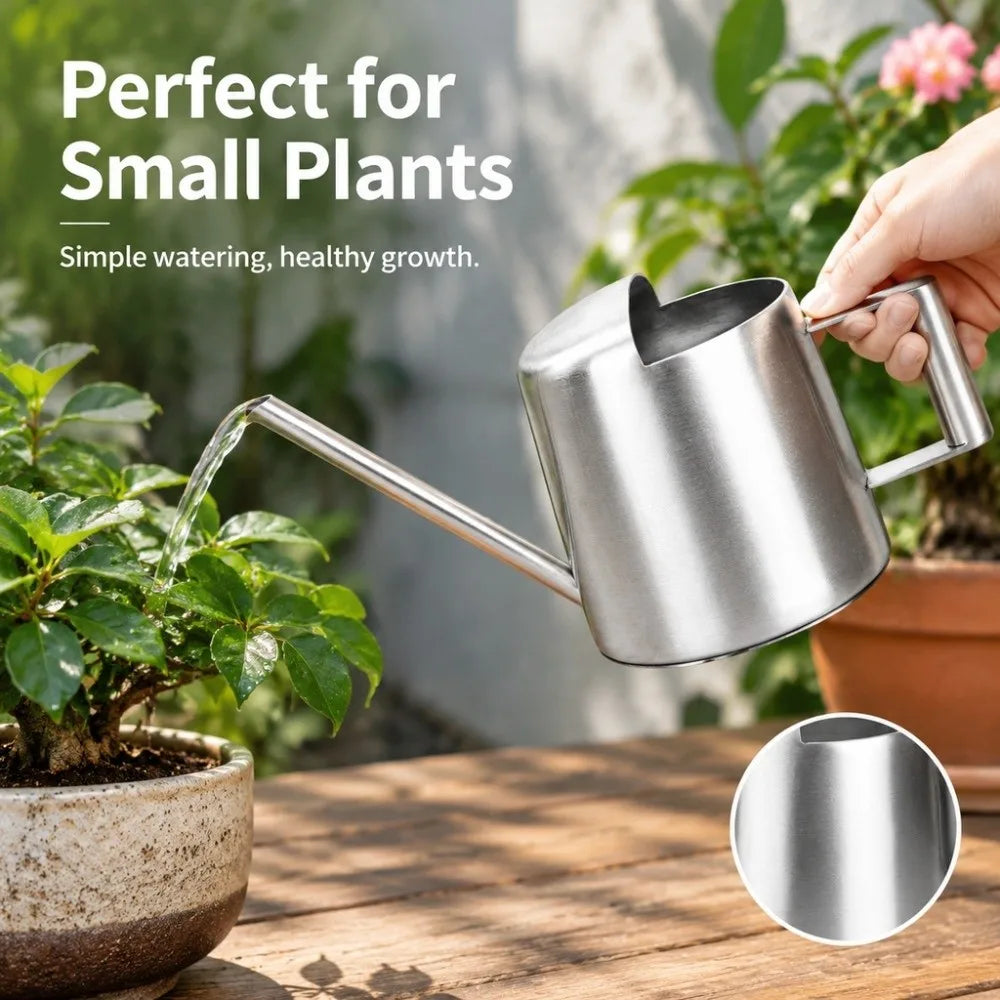 Stainless Steel Watering Can | Long Spout for Bonsai & Houseplants