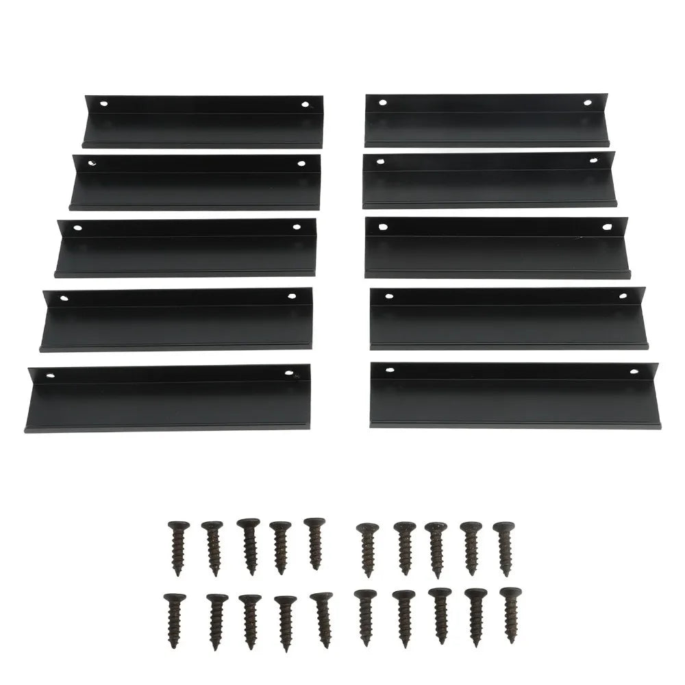 10-Pack Black Aluminum Cabinet Edge Pulls | Concealed Drawer Handles