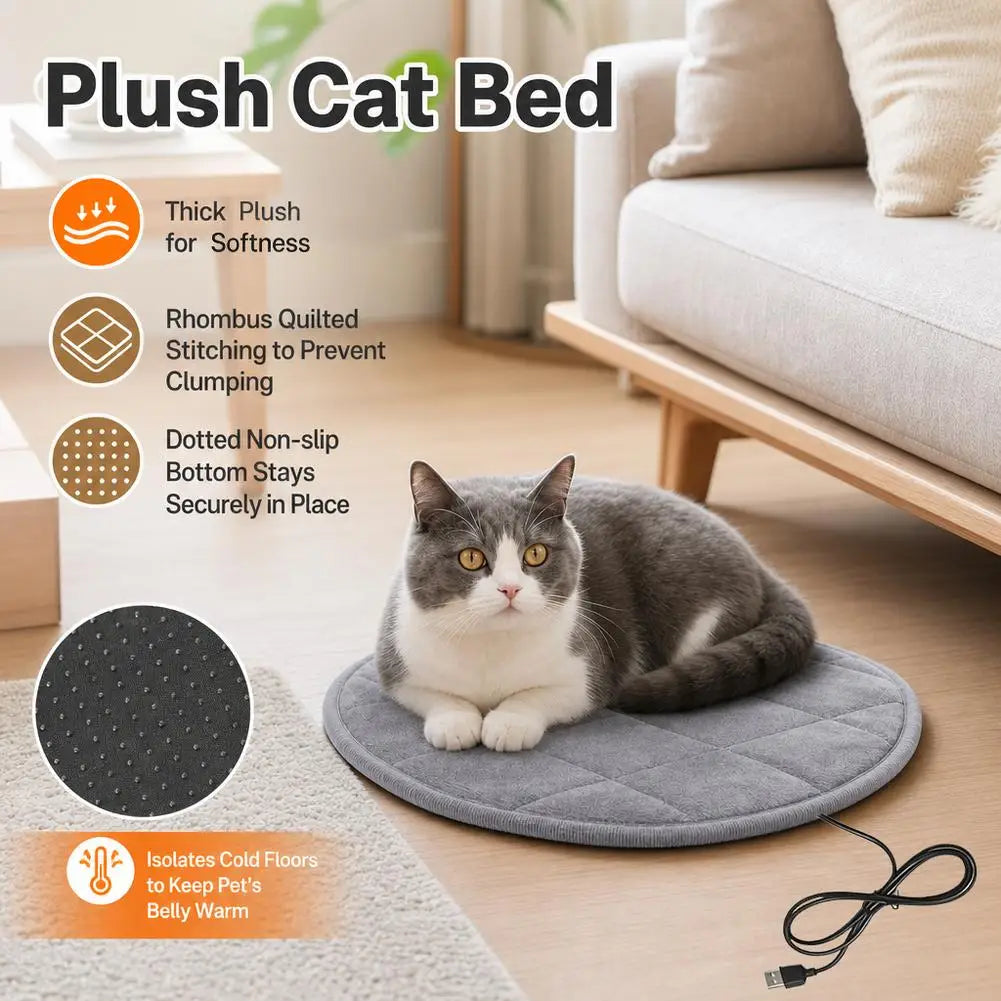 USB Electric Pet Heating Pad – Plush Warming Mat for Dogs & Cats