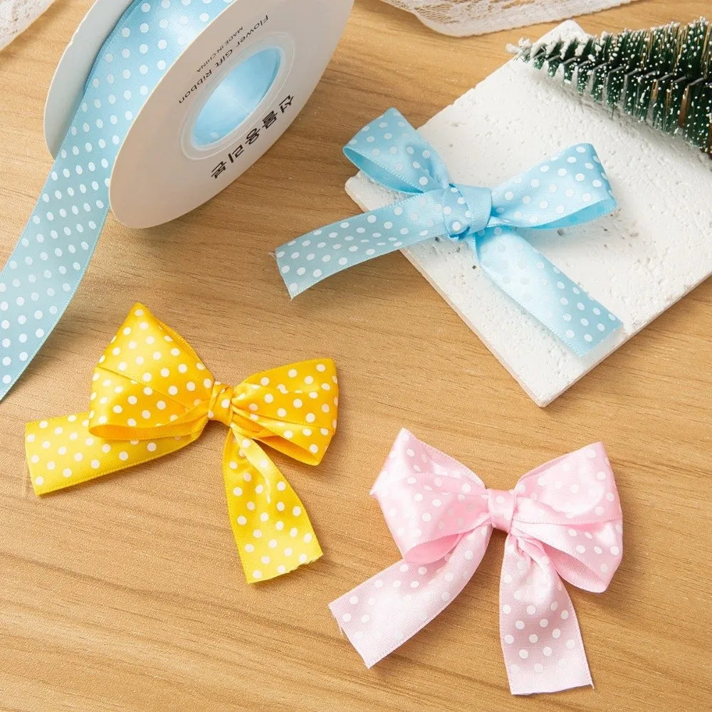 Polka Dot Ribbon 1" Wide – Shiny Multicolor DIY Craft & Gift Wrap