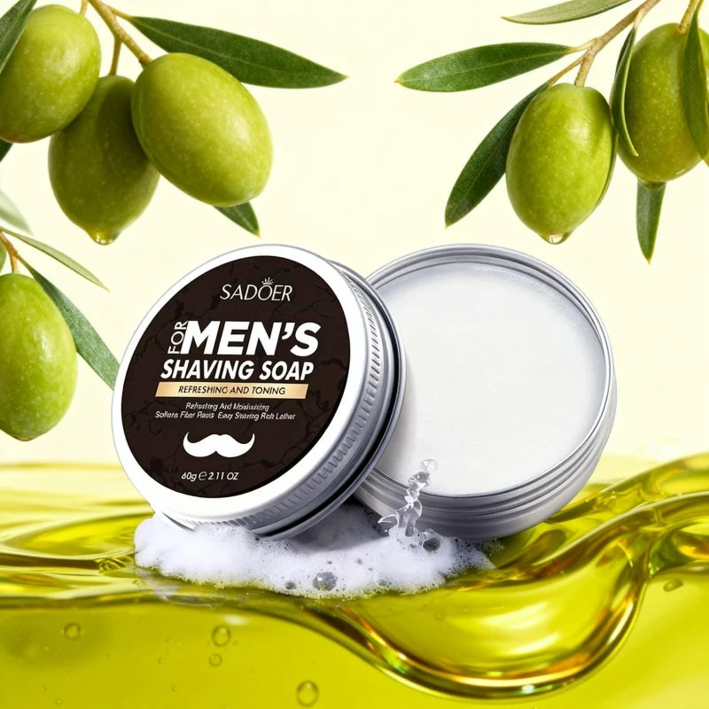 Shaving Soap – Cooling Mint & Olive Oil, Thick Foam 60g Bar