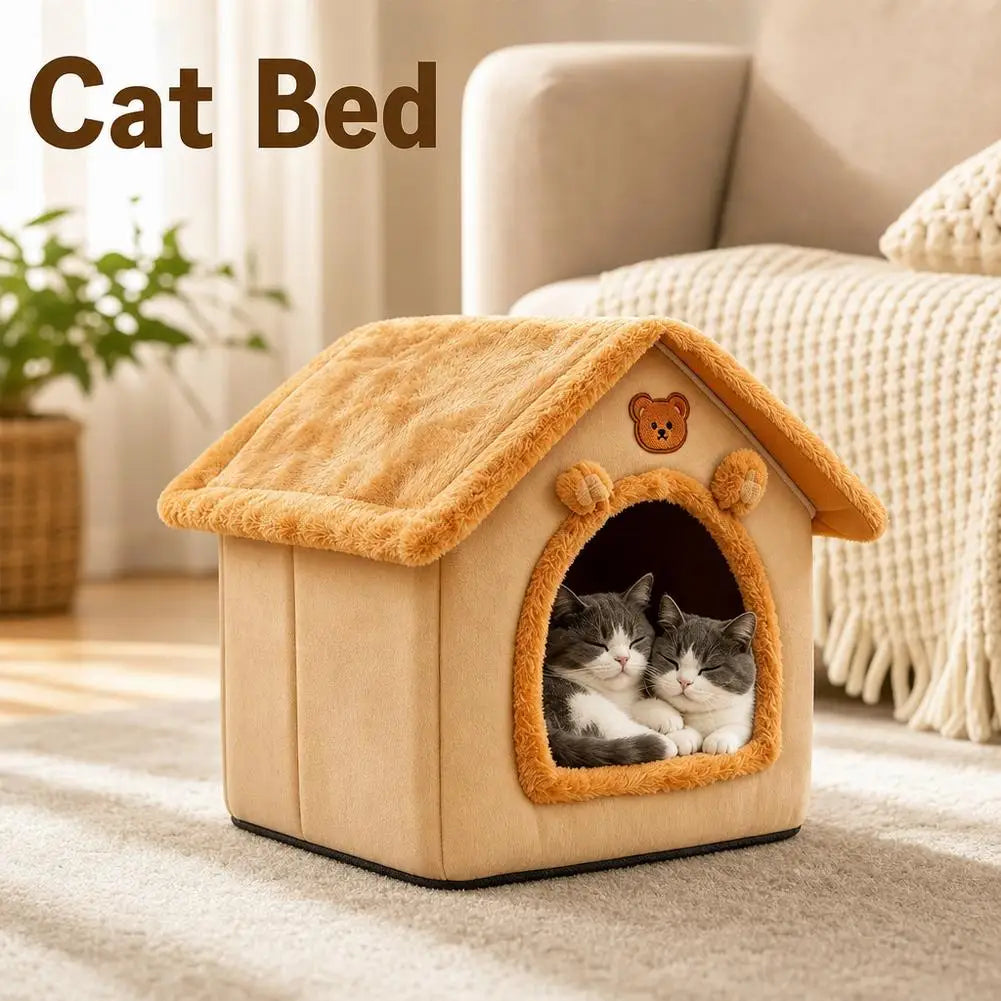 Thickened Warm Pet House – Washable Plush Cave Bed for Cats & Dogs