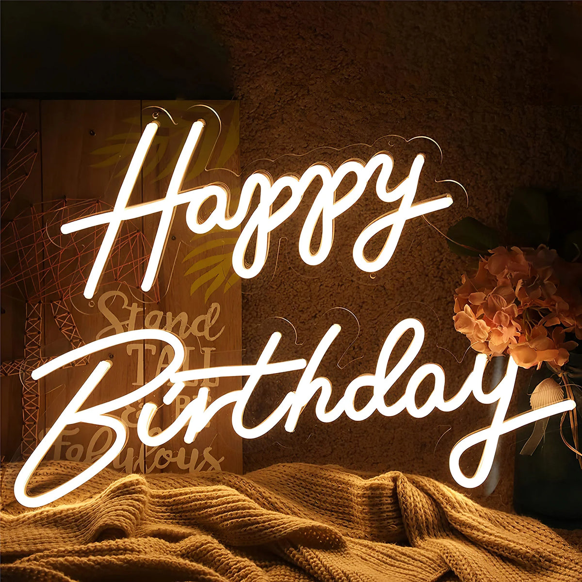 Happy Birthday LED Neon Sign | USB Powered Party Wall Decor