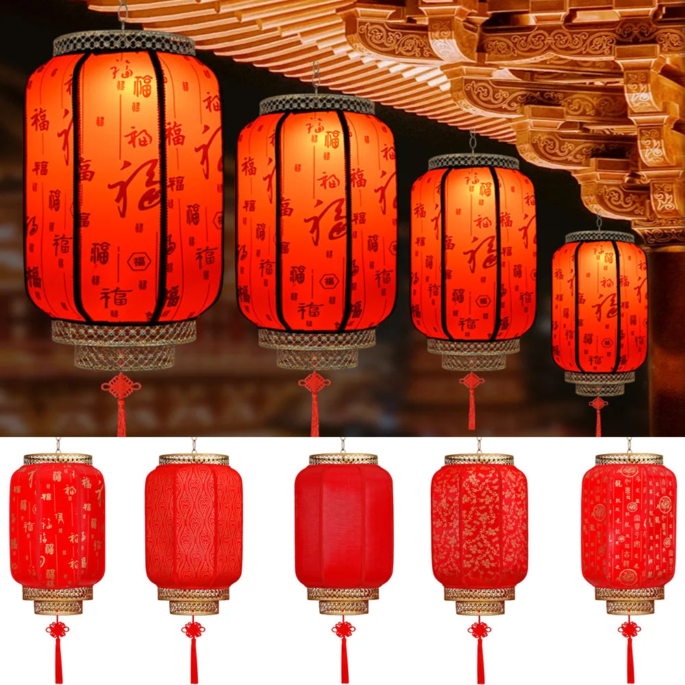 Antiqued Waterproof Red Chinese Lantern | New Year Décor