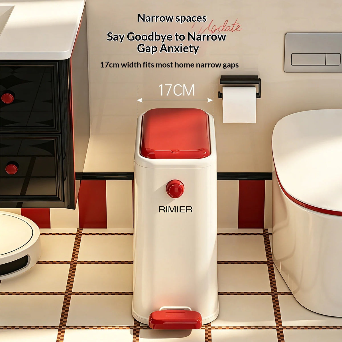 Slim Foot Pedal Trash Can – Space-Saving Narrow Waste Bin