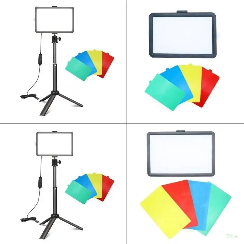T21A Dimmable USB LED Video Light with Tripod & Color Filters