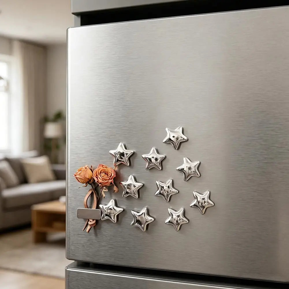 Silver Star Fridge Magnets – 10-Pack Vintage Resin Decorative