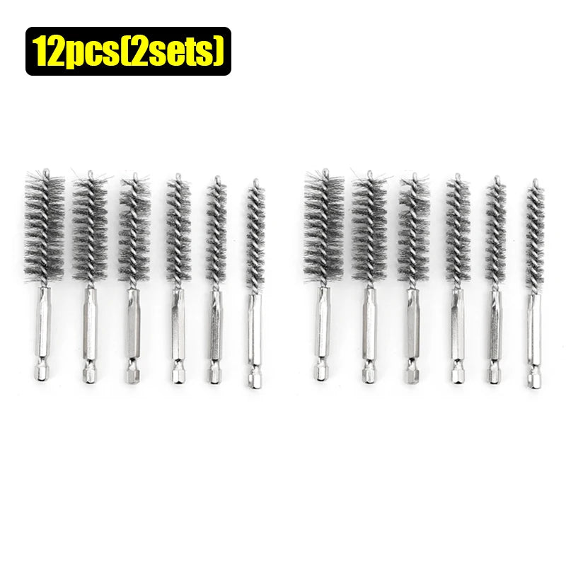 Stainless Steel Drill Cleaning Brush Set – 6 Sizes 8–19mm