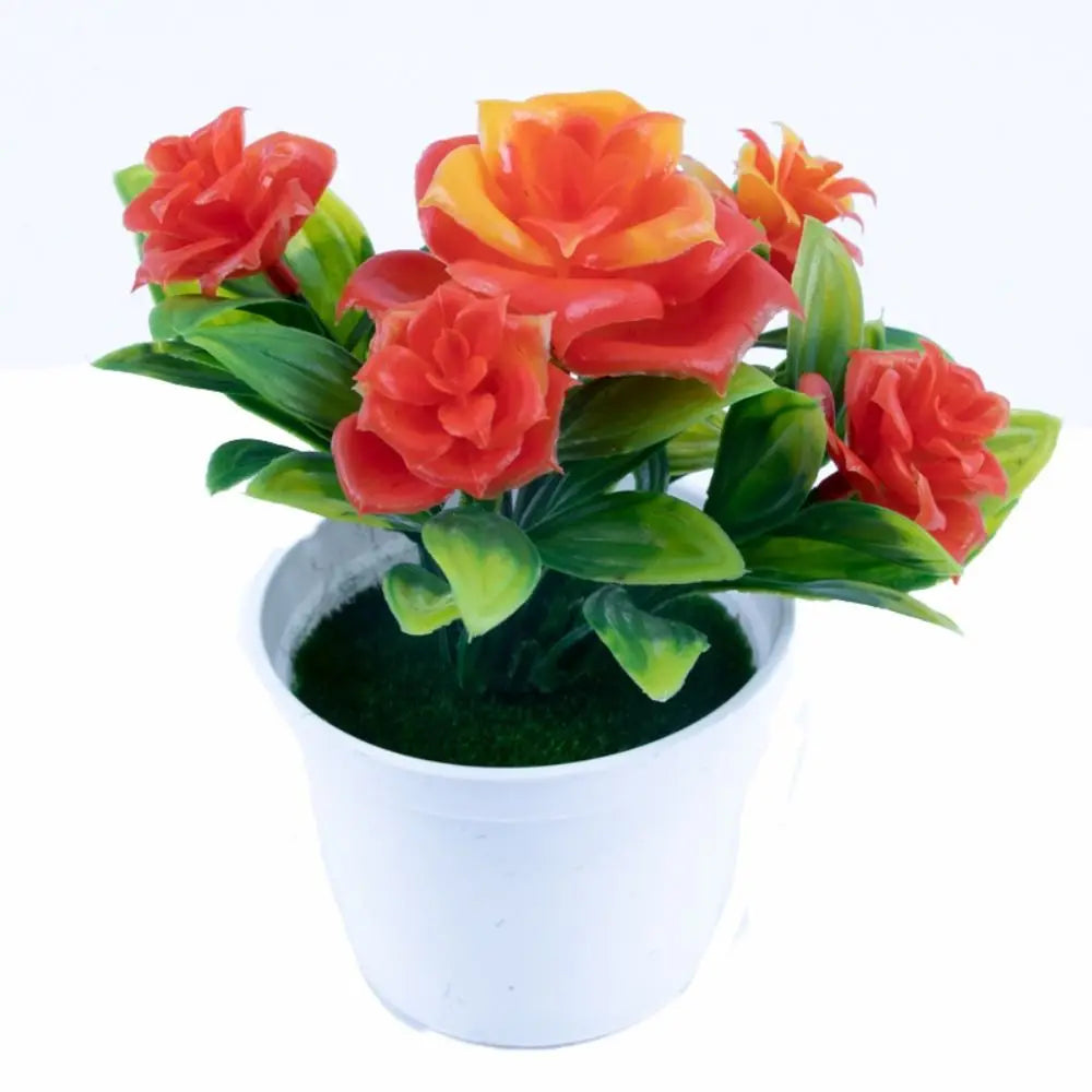 Multicolor Artificial Rose Bonsai – Potted Simulation Flower Decor