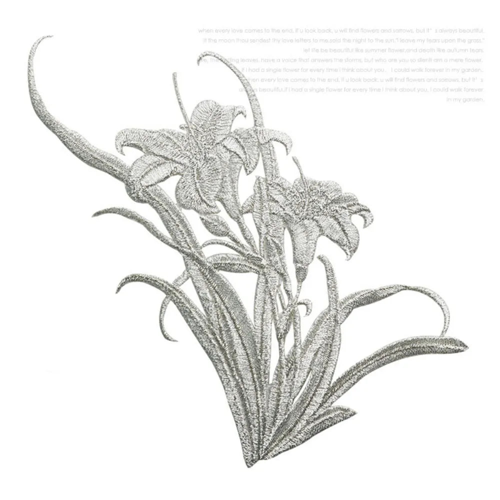 3D Orchid Embroidery Iron-On Patch – Chinese Floral Appliqué
