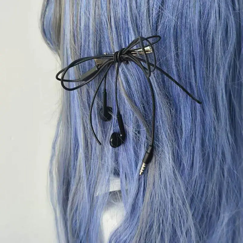 Y2K Headphone Wire Bow Hair Clips – Retro Punk Style