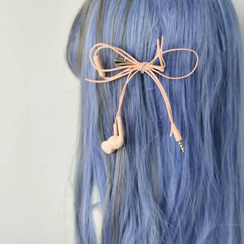 Y2K Headphone Wire Bow Hair Clips – Retro Punk Style