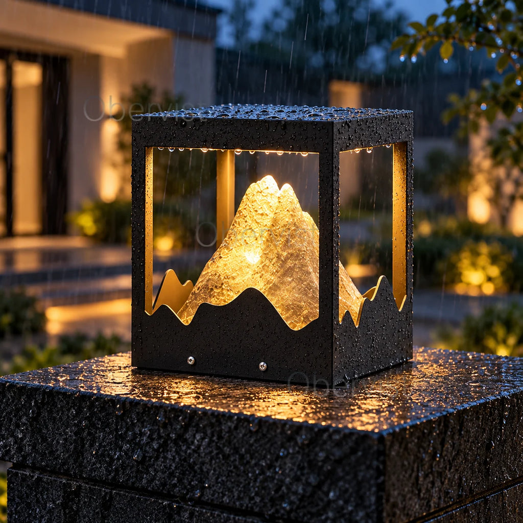 Obervist LED Outdoor Pillar Light – Mountain Design Post Lamp