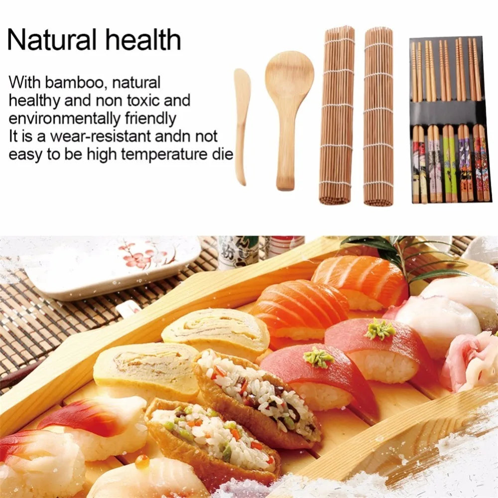 Wooden Sushi Making Kit – Rolling Mats, Paddle & Chopsticks