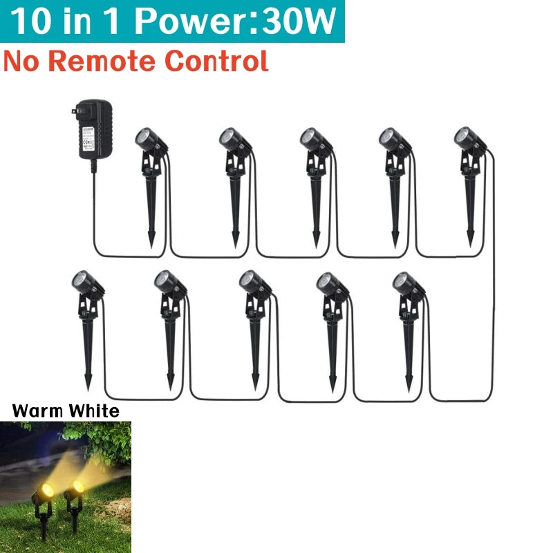 Outdoor RGB LED Lawn Spike Lamp IP65 Remote Control Garden Light