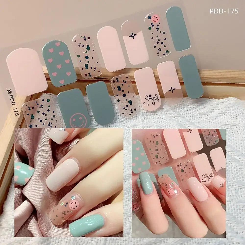 Semi-Cured Gel Nail Stickers | Floral Full Cover Nail Art Strips