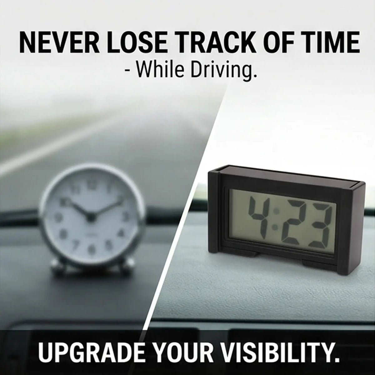 Mini Digital Car Dashboard Clock – Self-Adhesive LCD Display