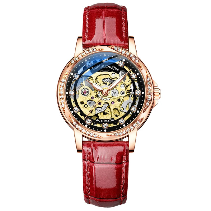 Women's Hollow-Out Automatic Mechanical Watch – Luminous & Waterproof