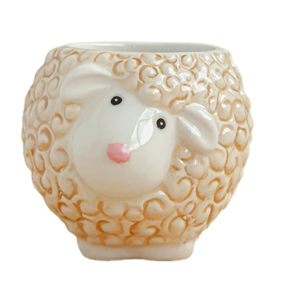 Cartoon Elephant Ceramic Succulent Planter with Drainage Hole