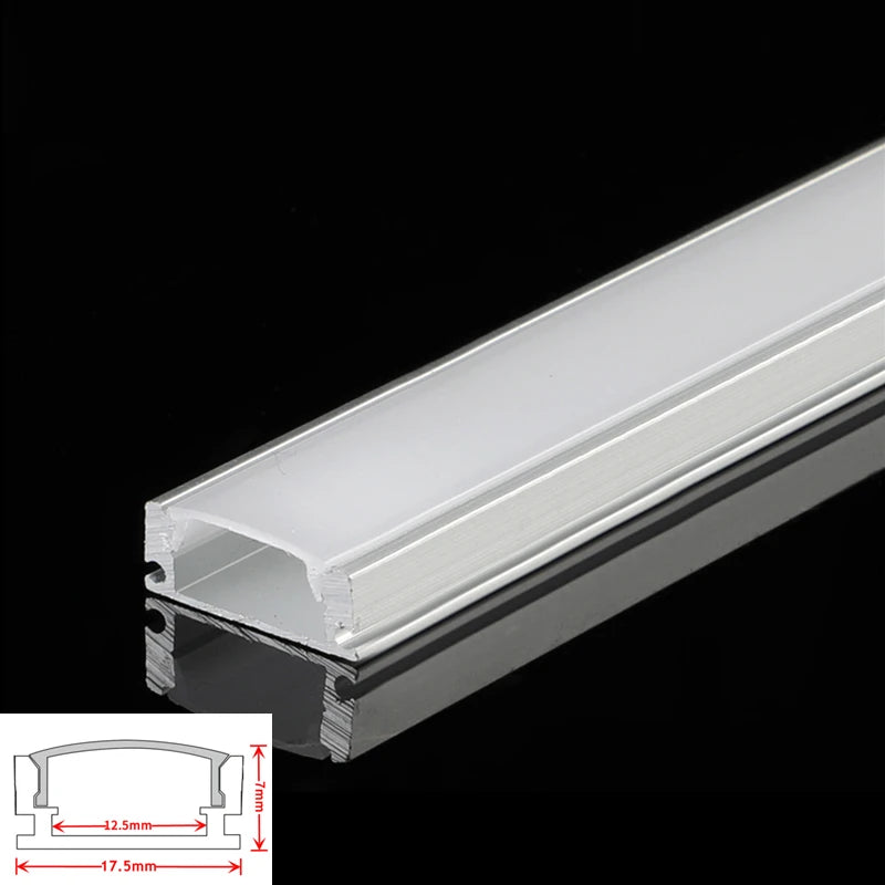 U-Shape LED Aluminum Profile Channel 50cm – Black/Milky Cover