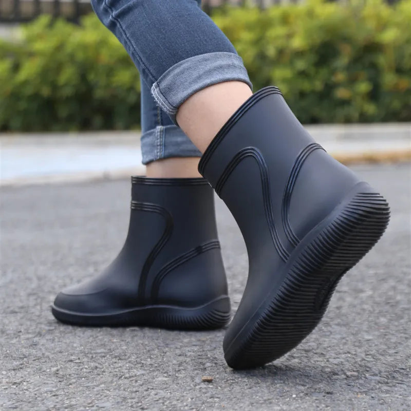LEDP Unisex Waterproof Ankle Rain Boots | Non-Slip PVC