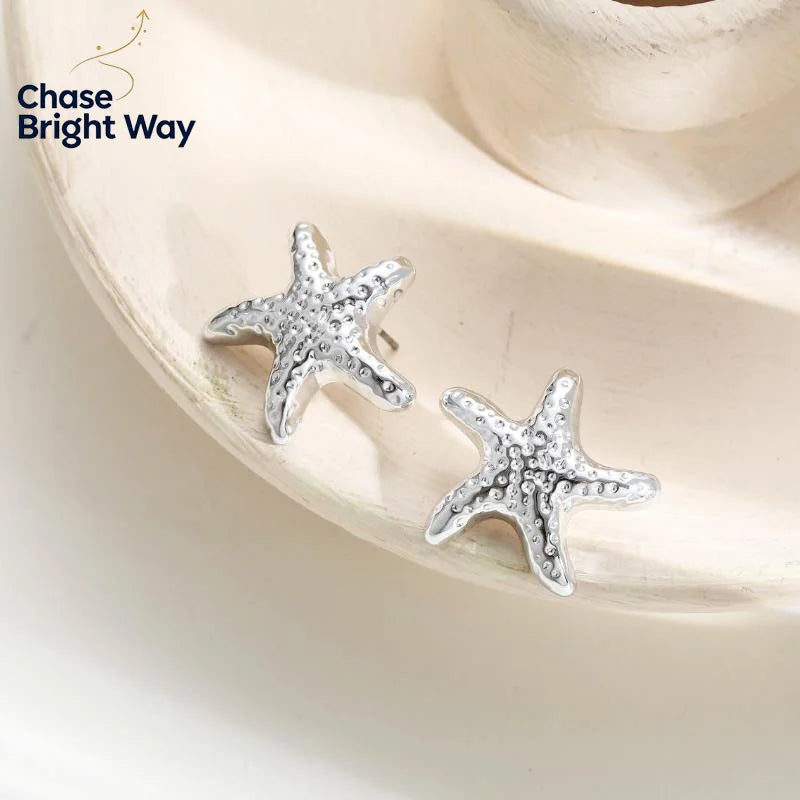 Ocean Shell Stud Earrings – Handmade Stainless Steel Jewelry