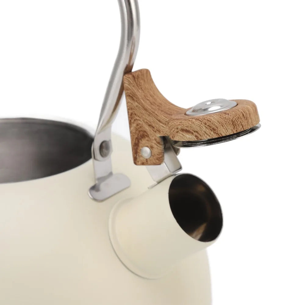 Stainless Steel Whistling Tea Kettle 2.5L – Beige & Purple