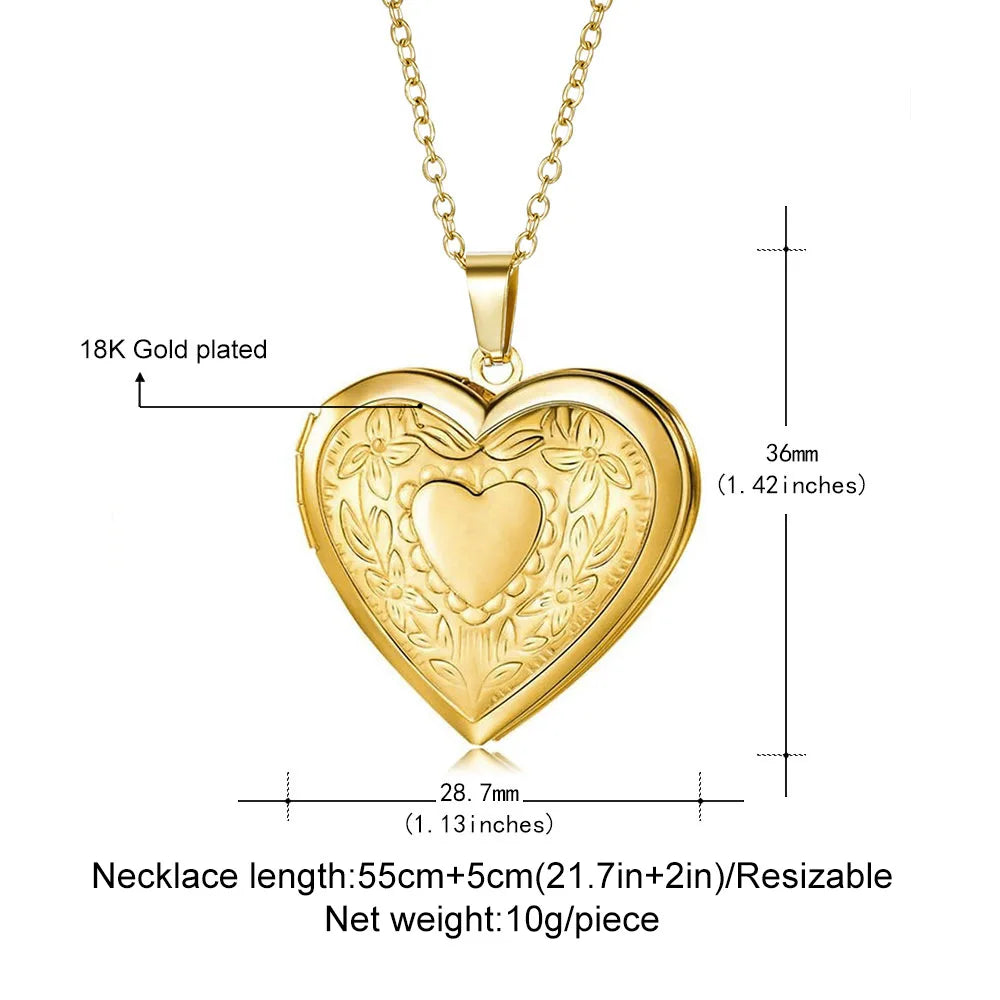 18K Gold Plated Heart Locket Custom Photo Necklace | Personalized