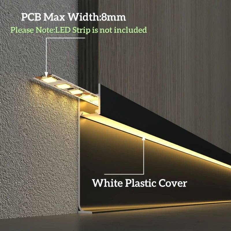 Ultra-Thin Recessed LED Skirting Baseboard Aluminum Profile 150mm