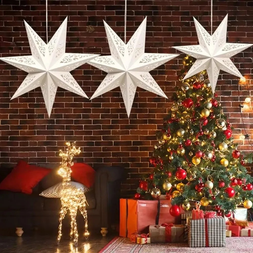 Star Shape Paper Christmas Lampshade 45cm Hollow Pendant