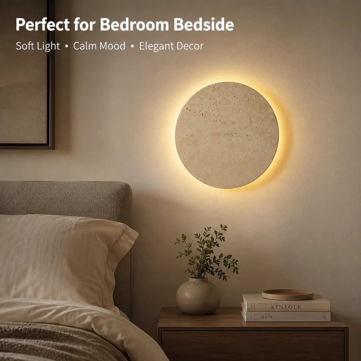 Wabi Sabi Yellow Travertine LED Wall Sconce | Stone Lamp