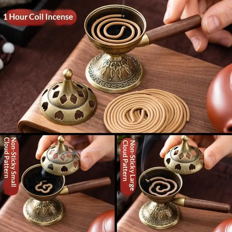 Rotating Handle Handheld Incense Burner – Zinc Alloy Coil Holder