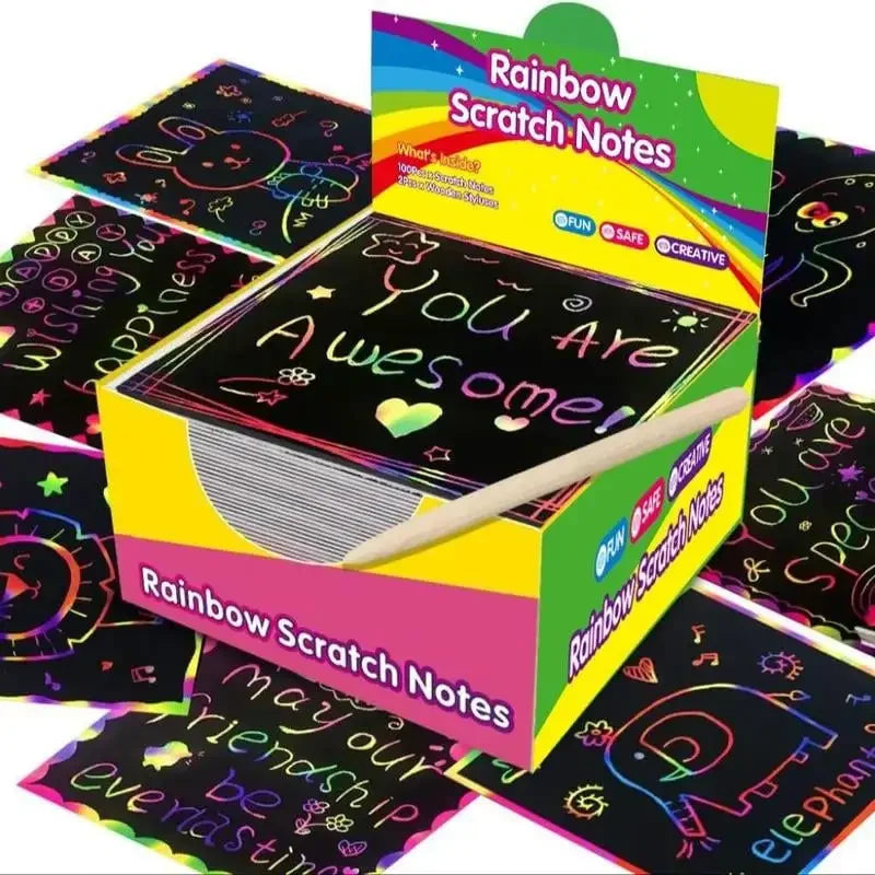 Rainbow Scratch Art Notes 50/100/150 Sheets – DIY Kids Craft Kit