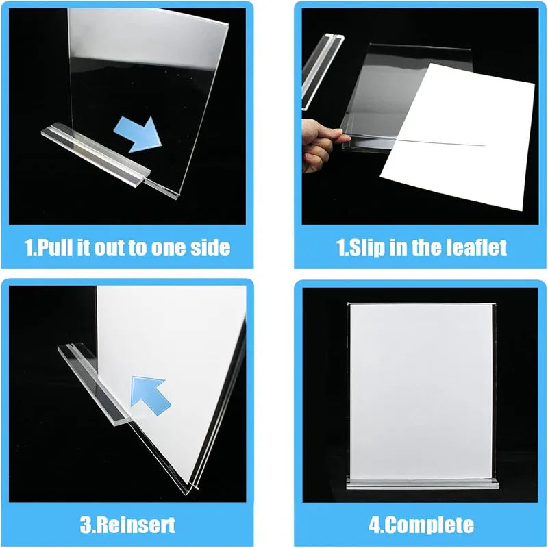 Acrylic T-Shape Octagonal Menu Card Holder Stand | Bar Restaurant