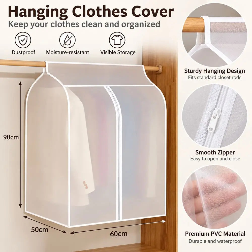 PEVA Garment Cover Bag – Dustproof Translucent Clothes Storage