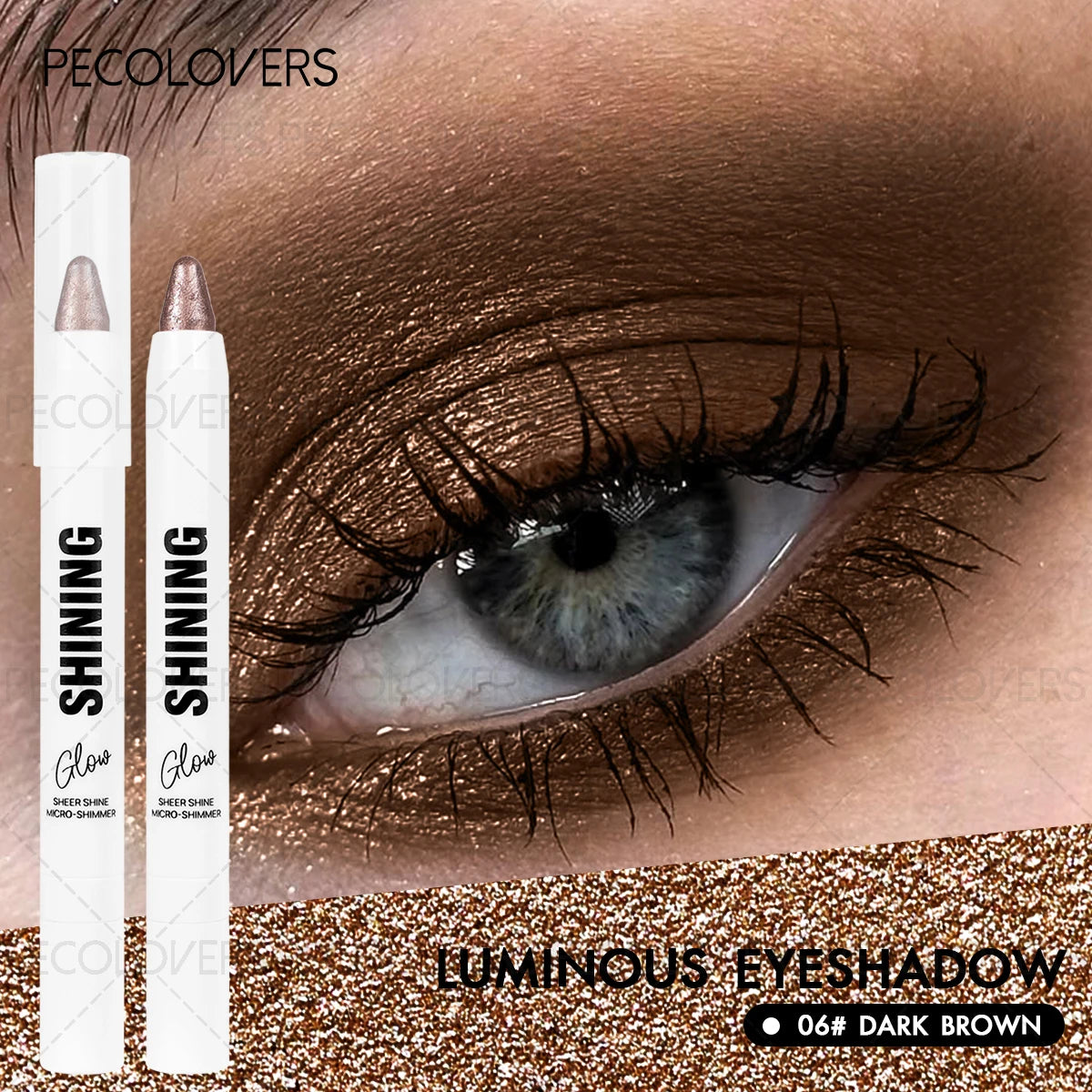 PECOLOVERS Shimmer Eyeshadow Stick – Waterproof Long-Lasting