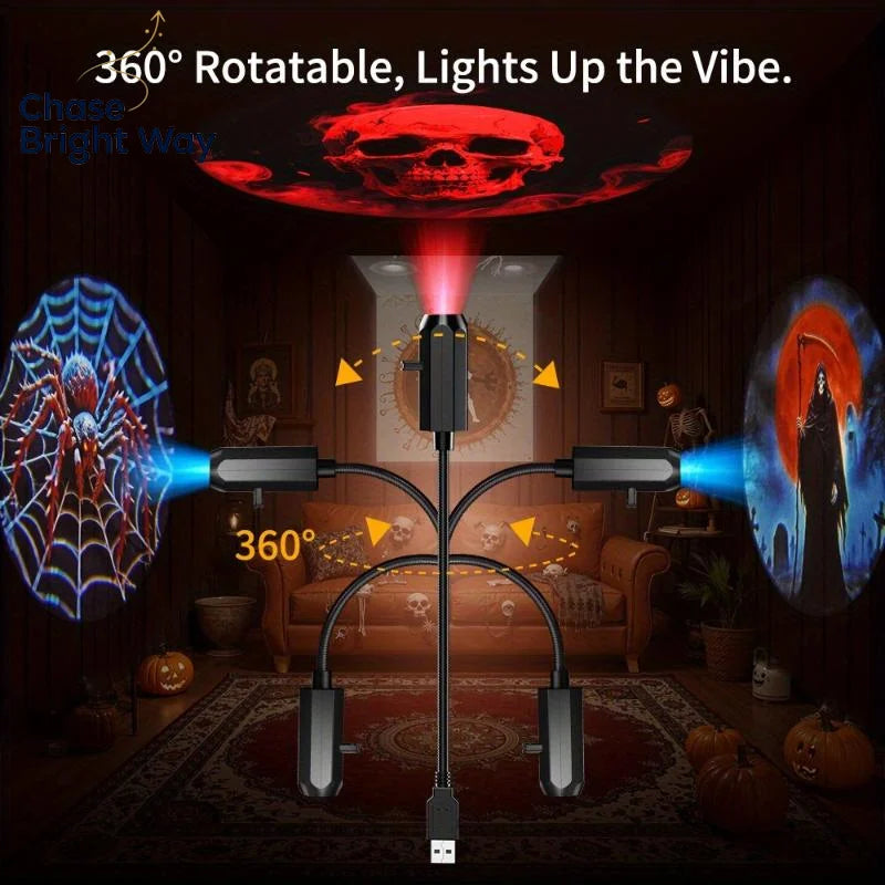 USB Halloween Projector Light – 6 Pattern LED Lamp