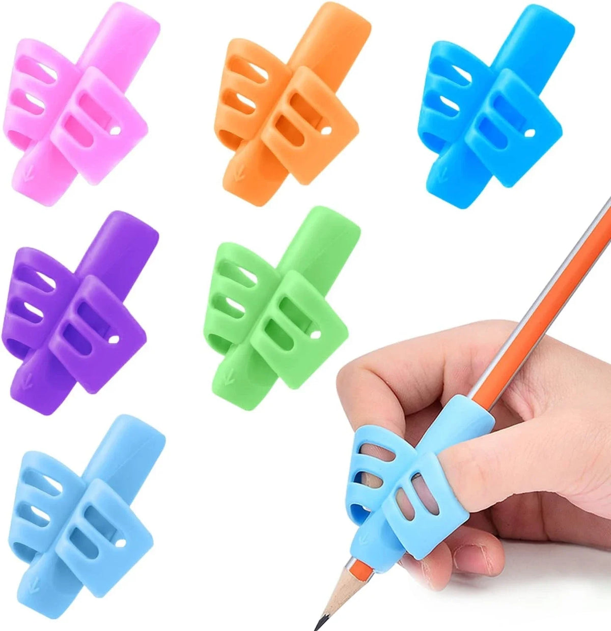 Silicone Pencil Grip Posture Corrector for Kids – 3-12 Pack