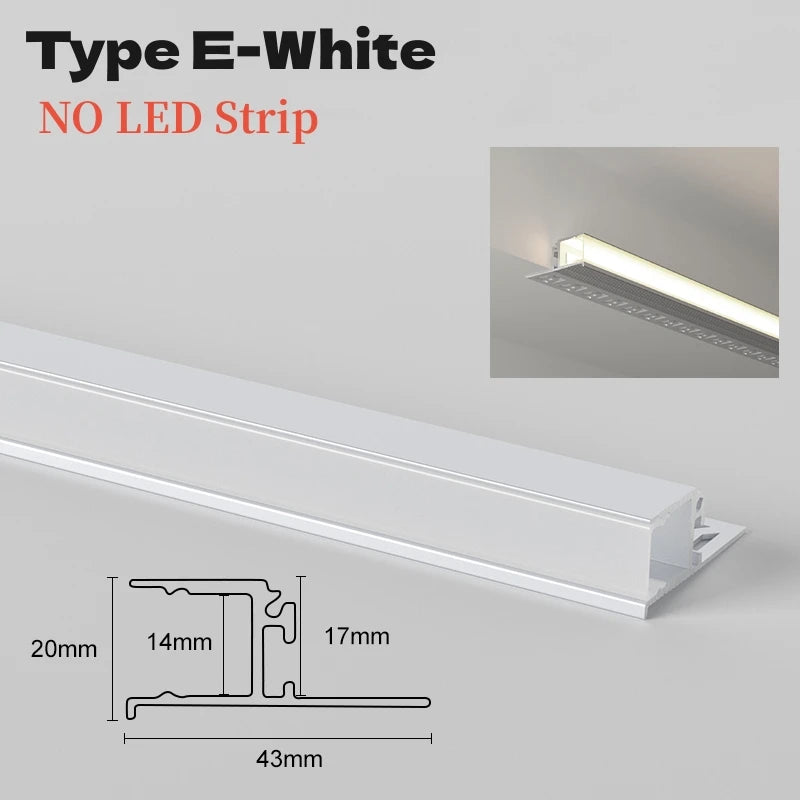 Recessed Corner LED Aluminum Profile Channel 0.5m/1m Ceiling