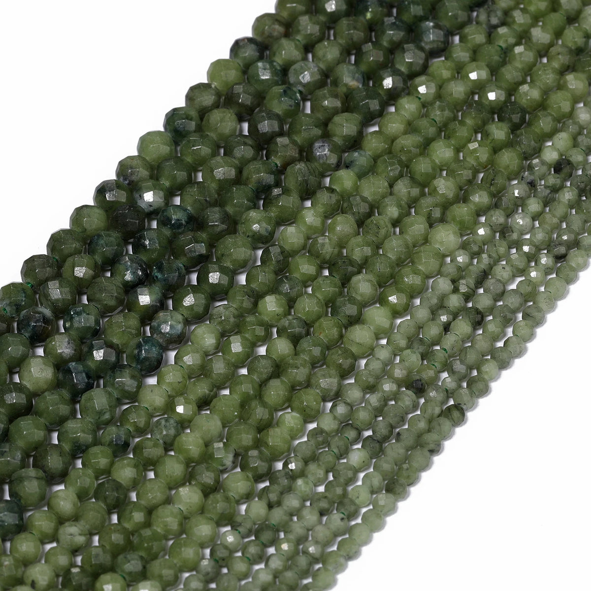South Jade Stone Beads 2/3/4mm Faceted Round Spacer Beads