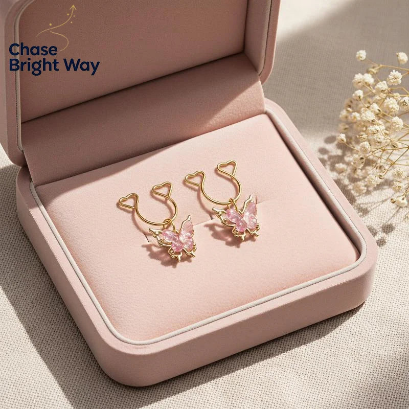 Non-Piercing Dangle Heart Clip-On Body Jewelry – 2Pcs