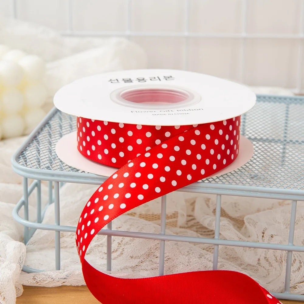 Polka Dot Ribbon 1" Wide – Shiny Multicolor DIY Craft & Gift Wrap