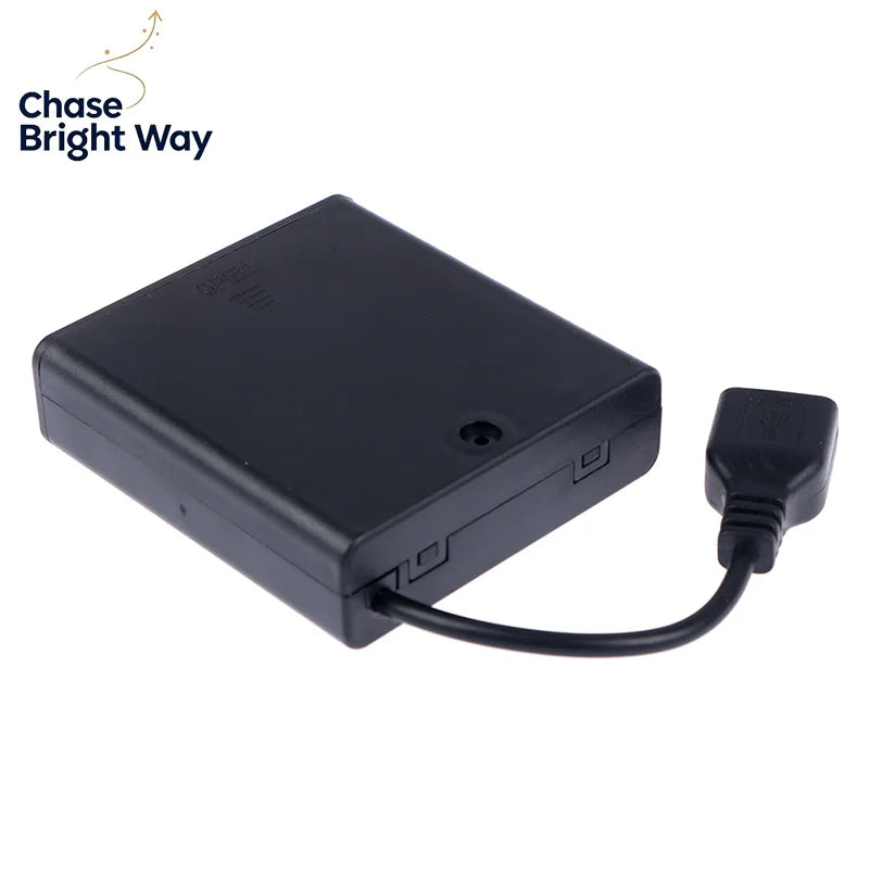 4 AA USB Battery Box 5V Power Supply for LED Strip Lights