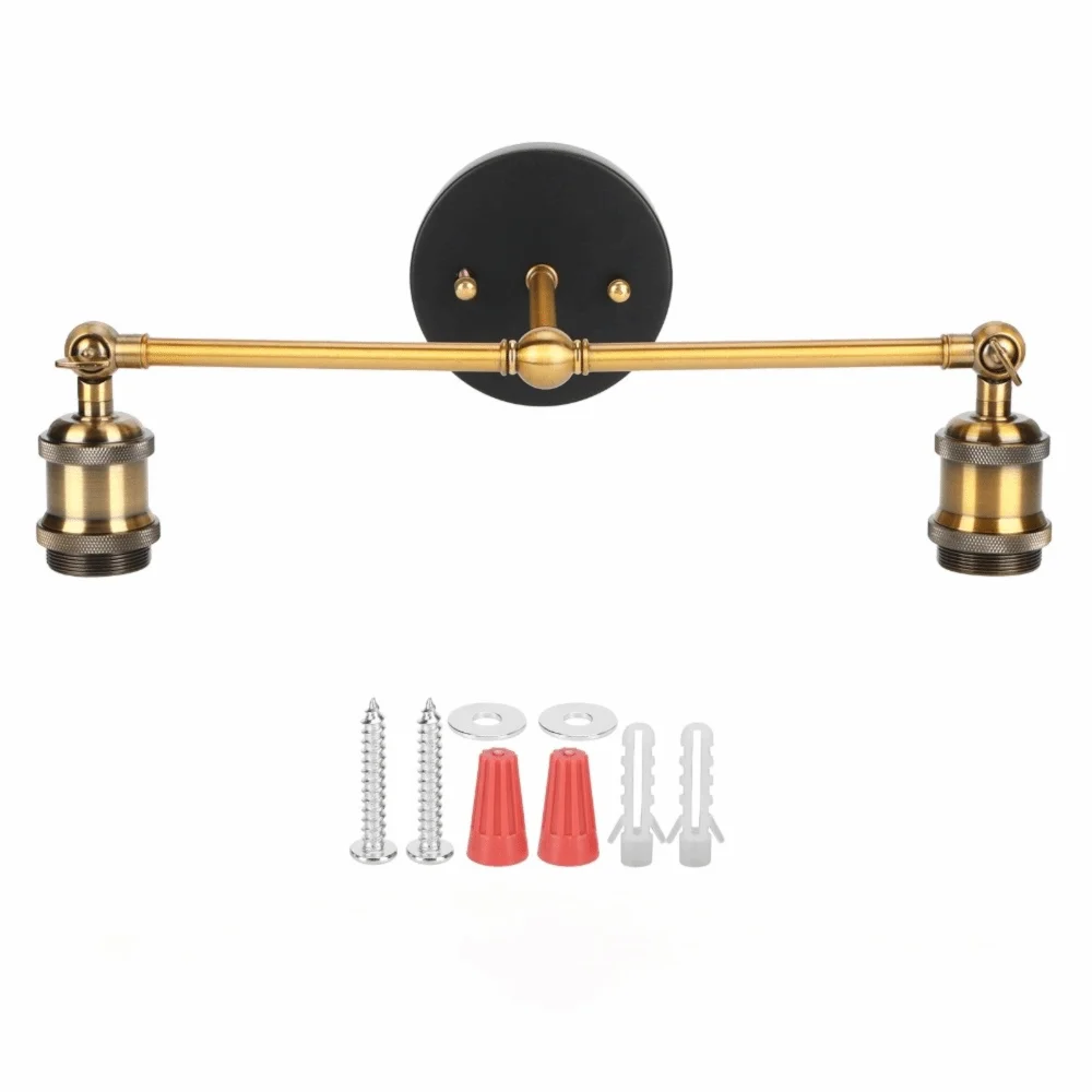 Vintage Double-Head E26 Wall Sconce – Bronze Iron Wall Lamp