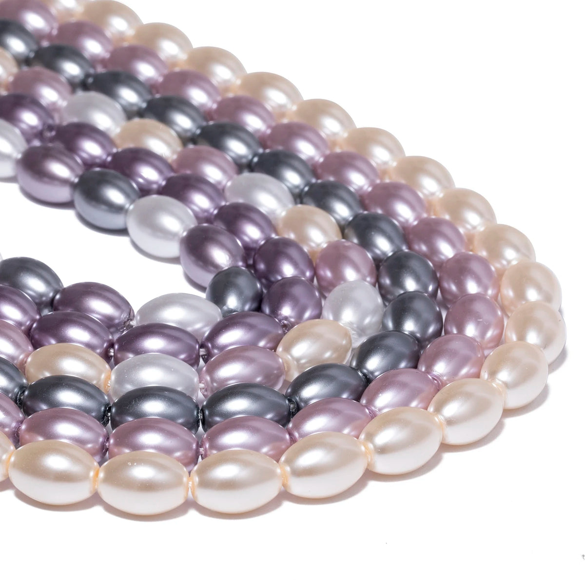 Rice Shape Glass Imitation Pearl Beads – 4 Sizes Multicolor DIY