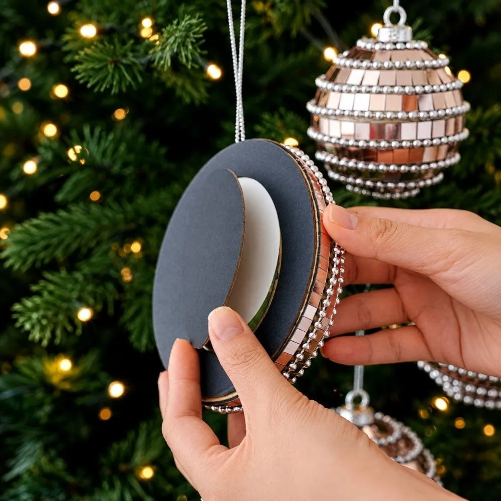 Mirror Disco Ball Christmas Ornament – Hanging DIY Photo Prop