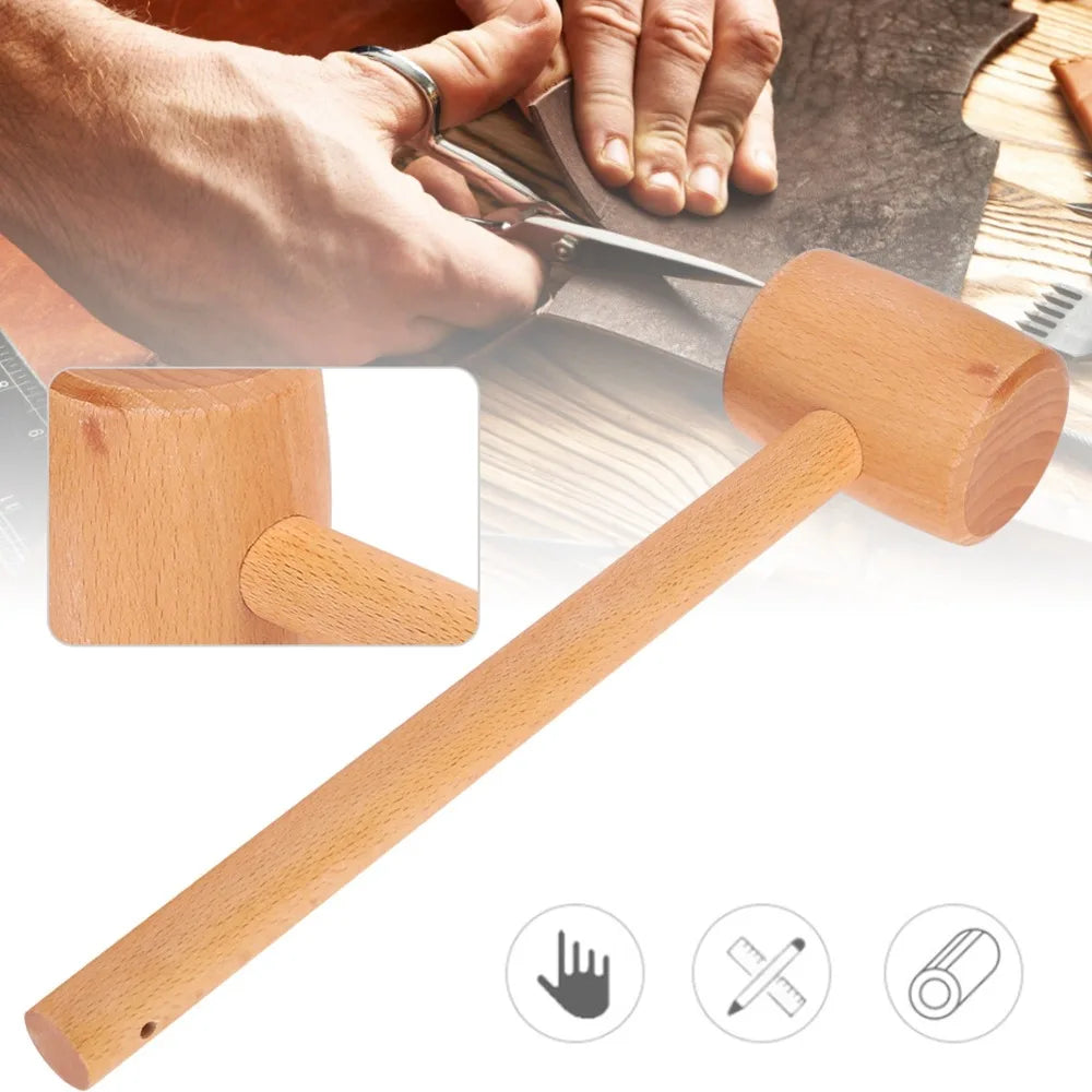 Solid Beech Wood Mallet – Leather Craft & Woodworking Tool